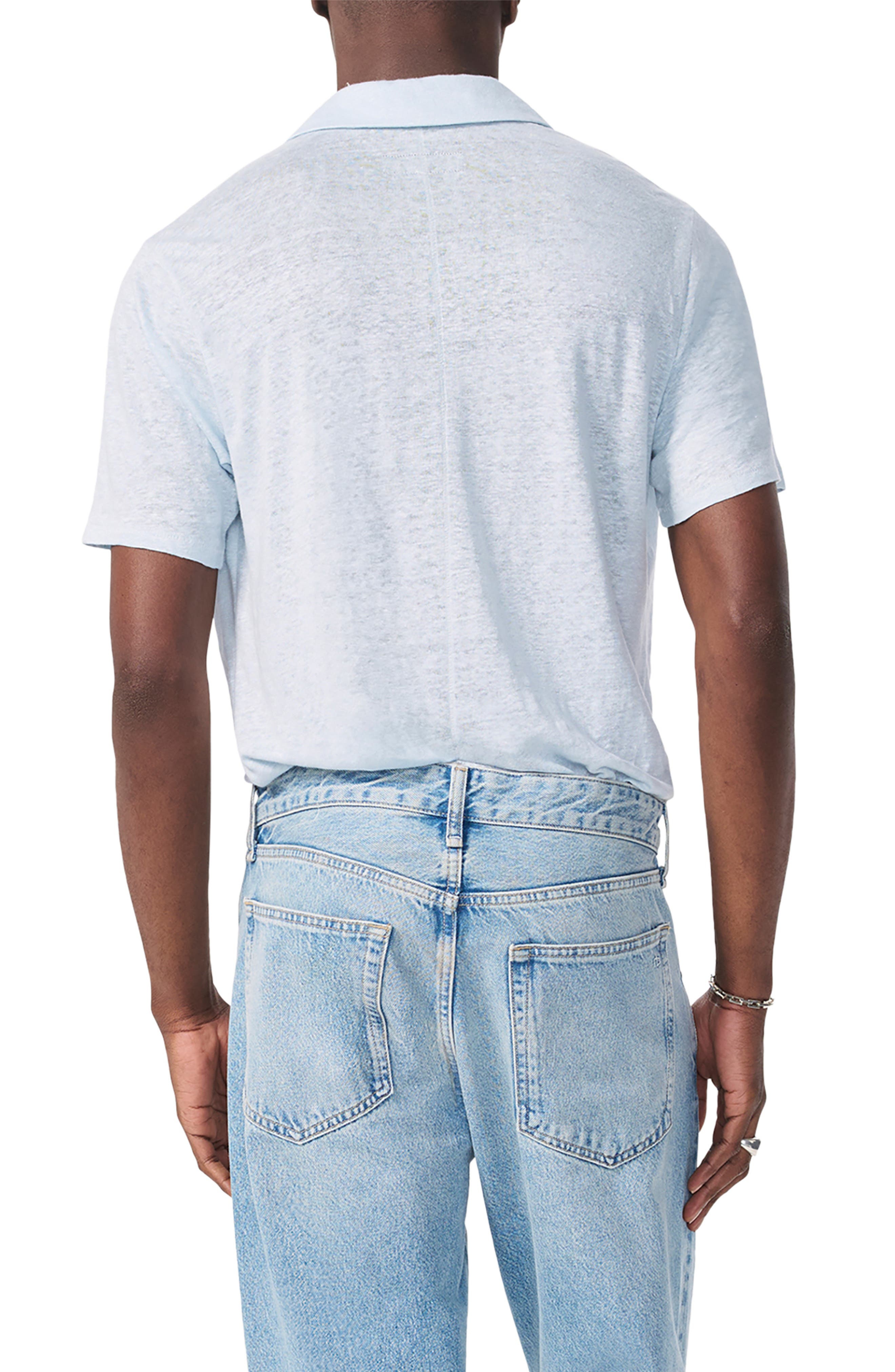 rag & bone Johnny Collar Linen Polo in Arctic at Nordstrom - 2