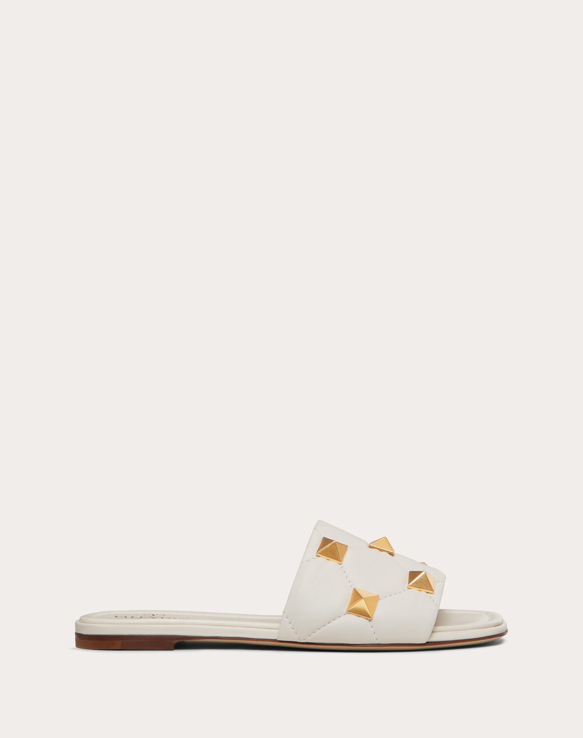 ROMAN STUD FLAT SLIDE SANDAL IN QUILTED NAPPA - 1