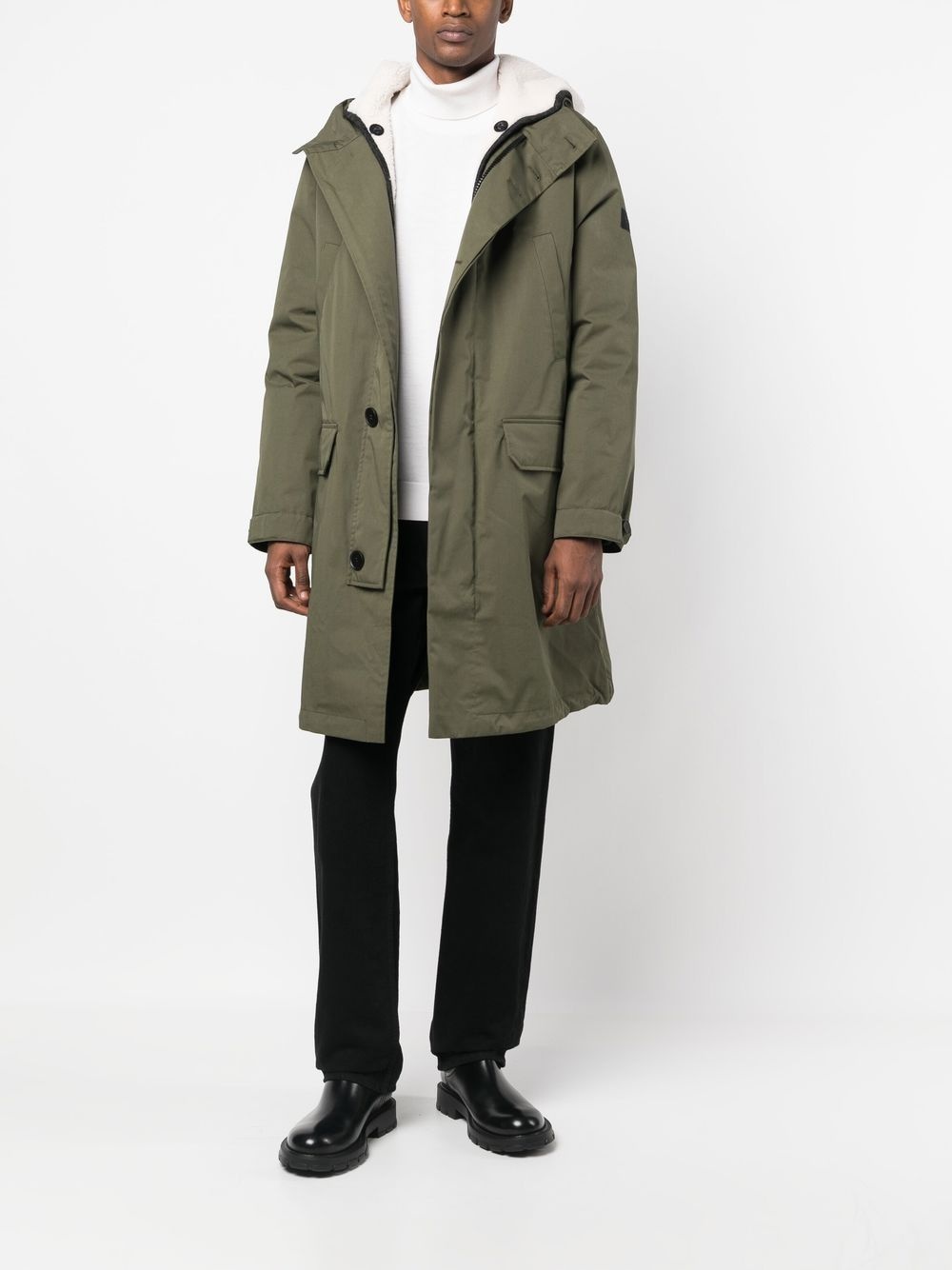 shearling-lined hooded parka - 2