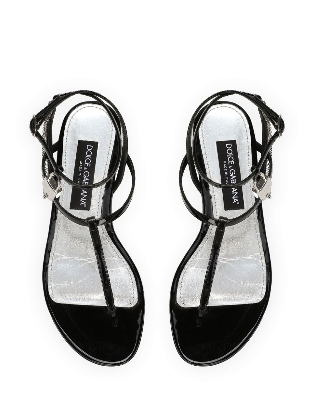 padlock patent-leather flat sandals - 4