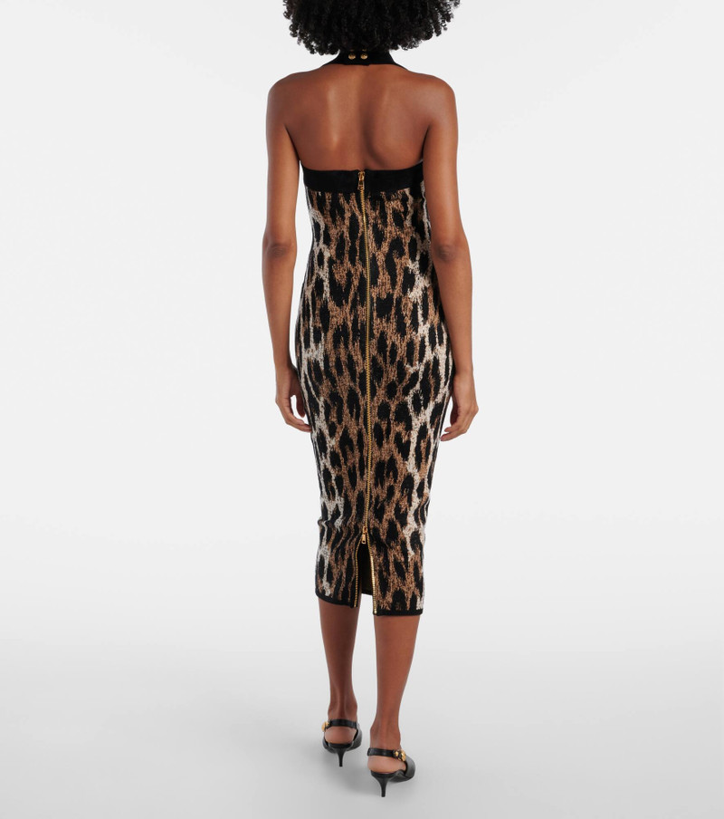halterneck leopard-print 미디 드레스 3