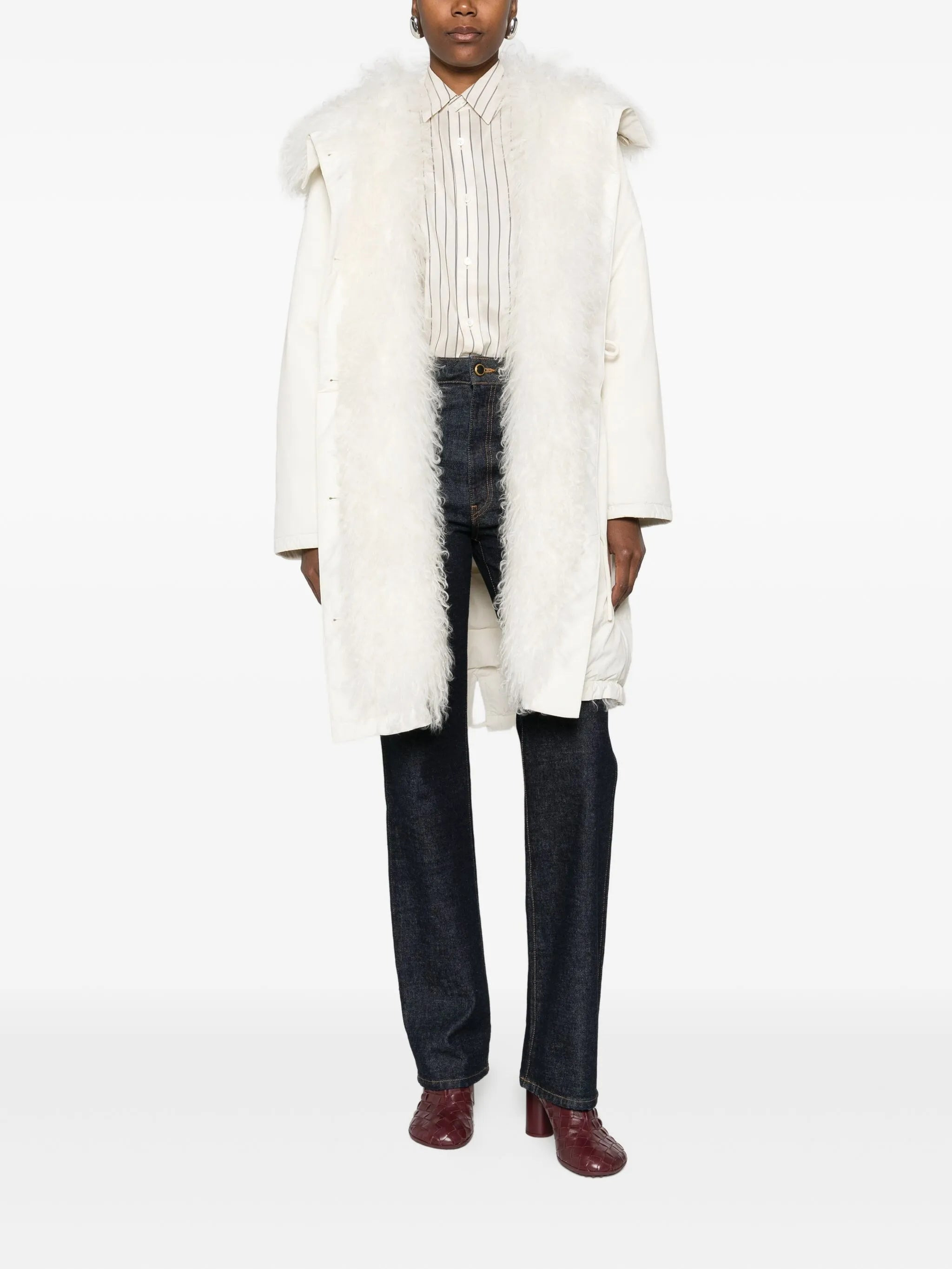Yves Salomon Fur-collar Buttoned Jacket - 3