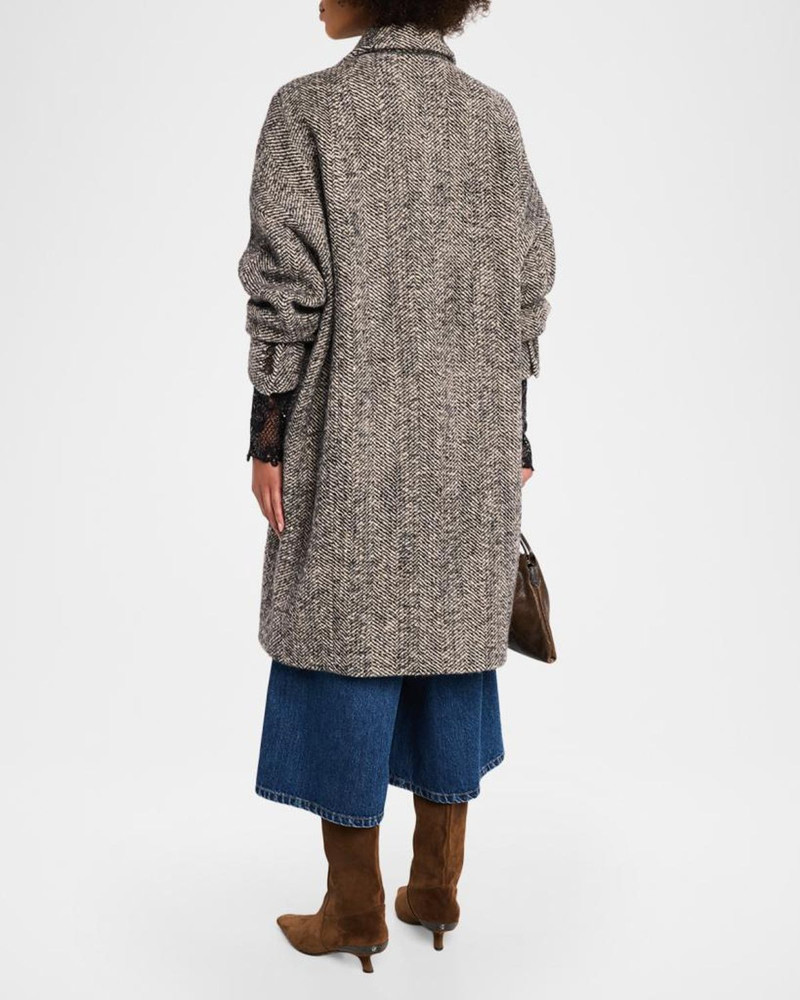 Maxi Herringbone Double-Breasted Coat 3