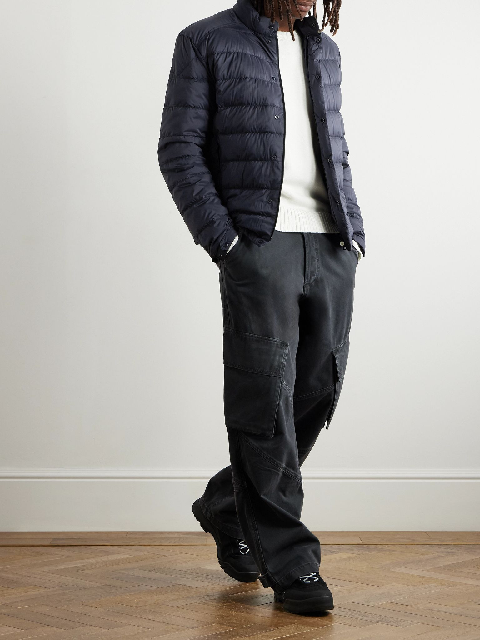Slim-Fit Logo-Appliquéd Quilted Nylon Down Jacket Blue - 2