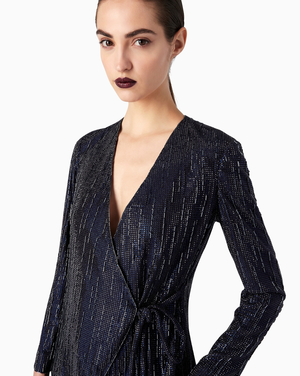 Long silk jacket with crystal embroidery - 5