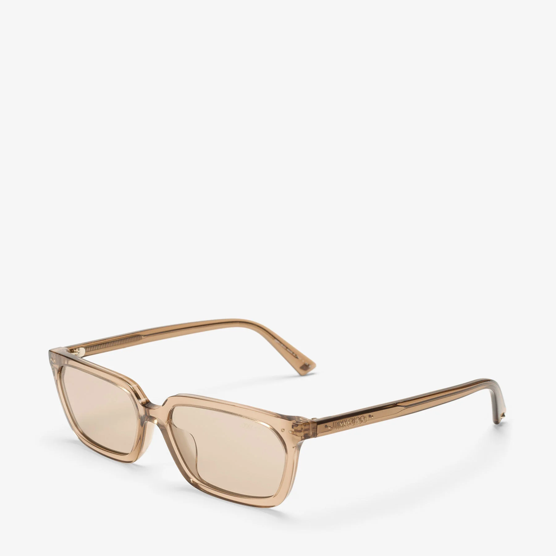 JIMMY CHOO Josi Transparent Tan Rectangular Sunglasses  display picture 1