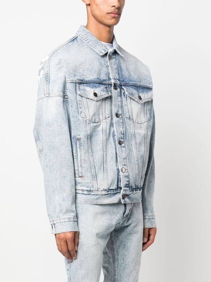 logo-print denim trucker jacket - 3