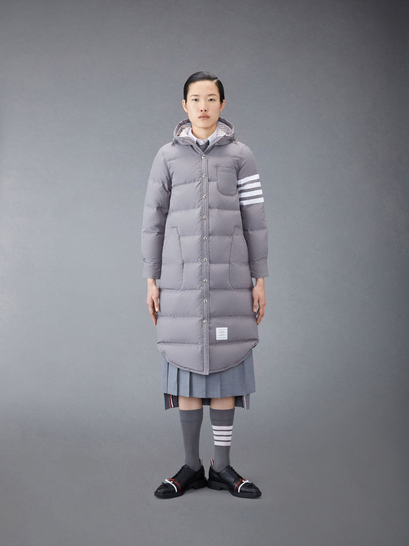 DOWN FILLED BELOW KNEE HOODED SHIRTDRESS W/ 4 BAR IN MILITARY RIPSTOP - 1