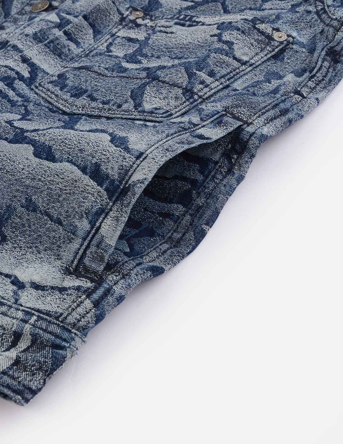 Allover Ishigaki Camouflage Jacquard Regular Fit Denim Jacket - 11