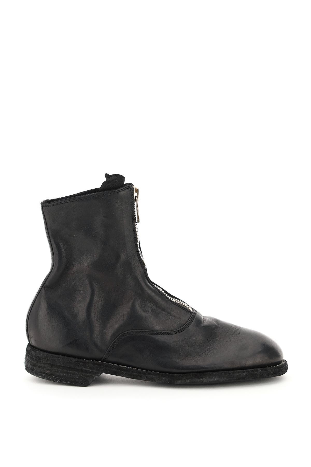 Front zip leather ankle boots - 1