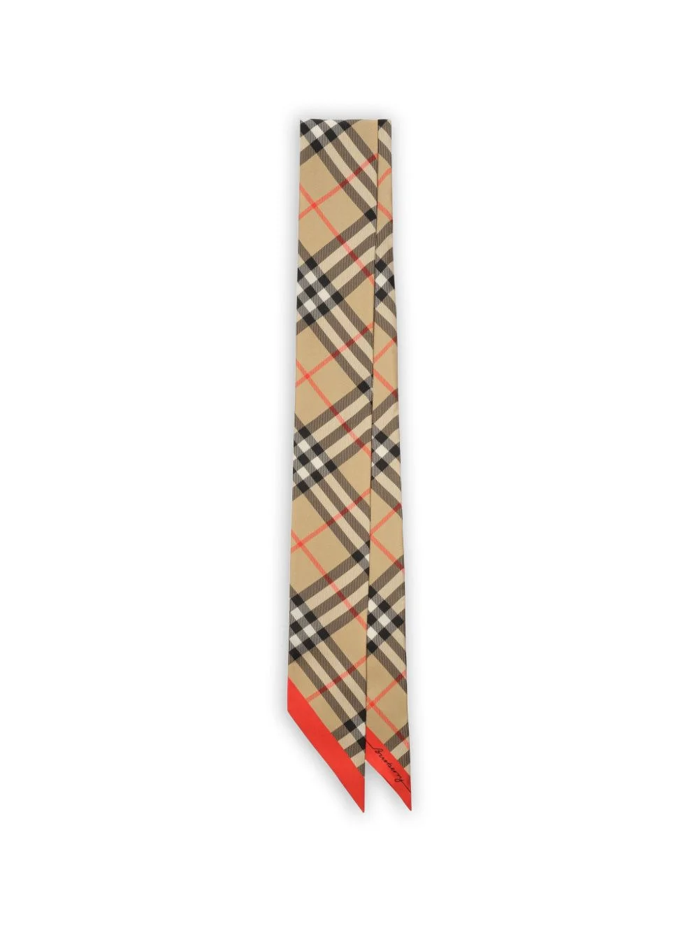skinny contrast-Check silk scarf - 1