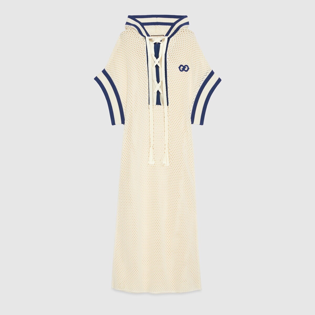 Fine net cotton hooded dress - 1