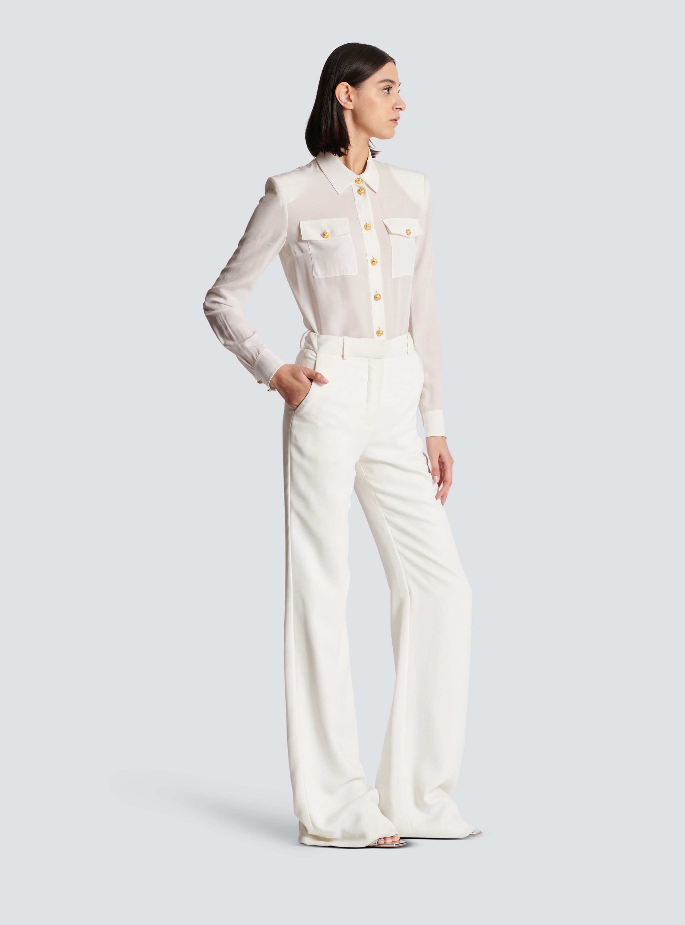 High-waisted crepe trousers - 3