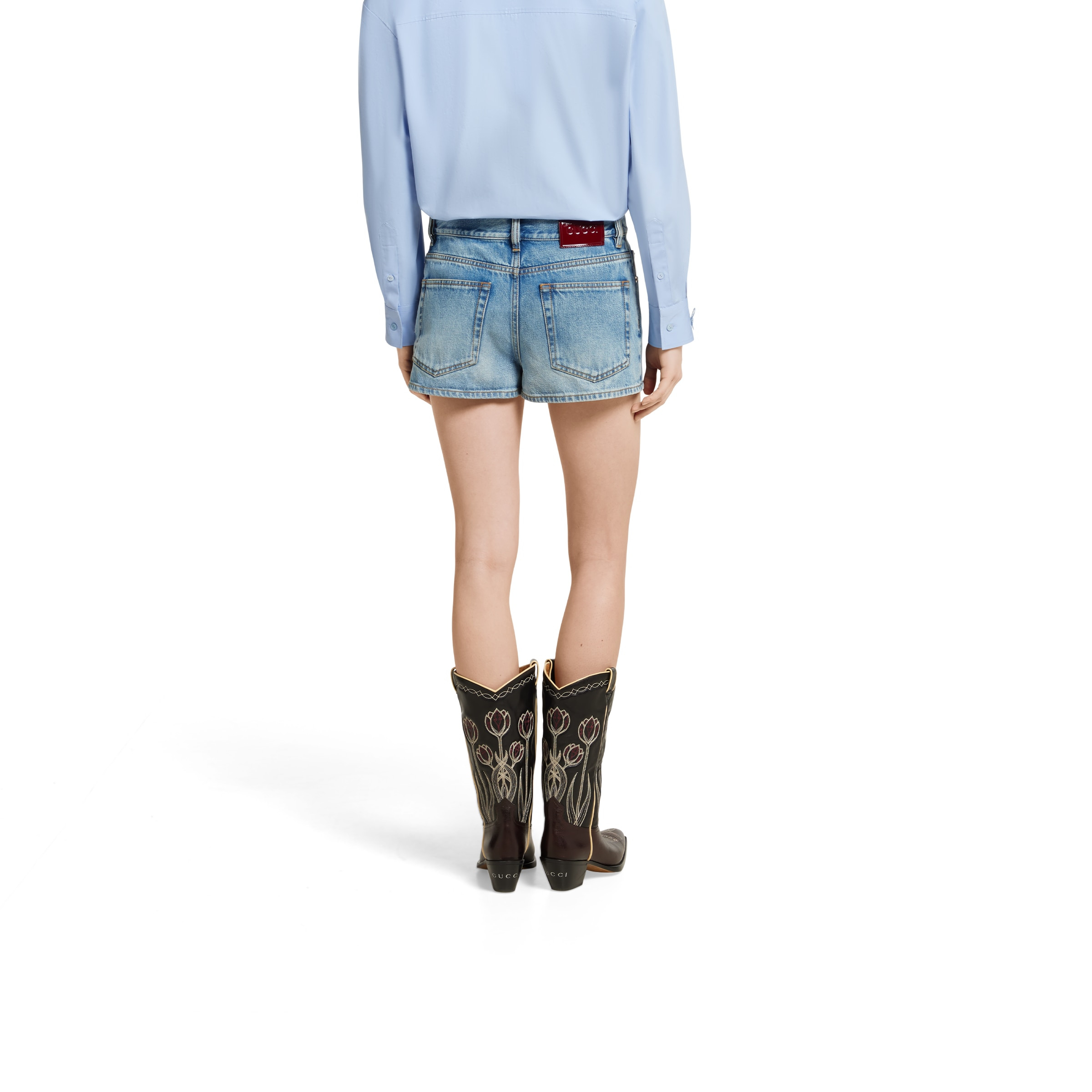 Stonewashed denim shorts - 4