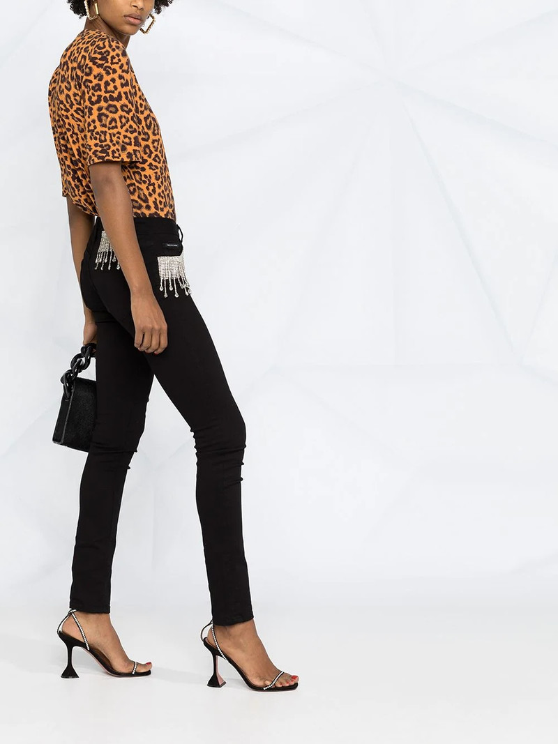 crystal fringe-embellished skinny jeans 6