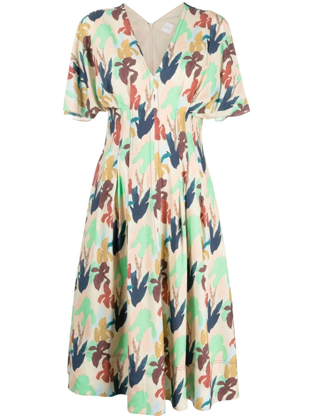 abstract-print short-sleeve dress - 1