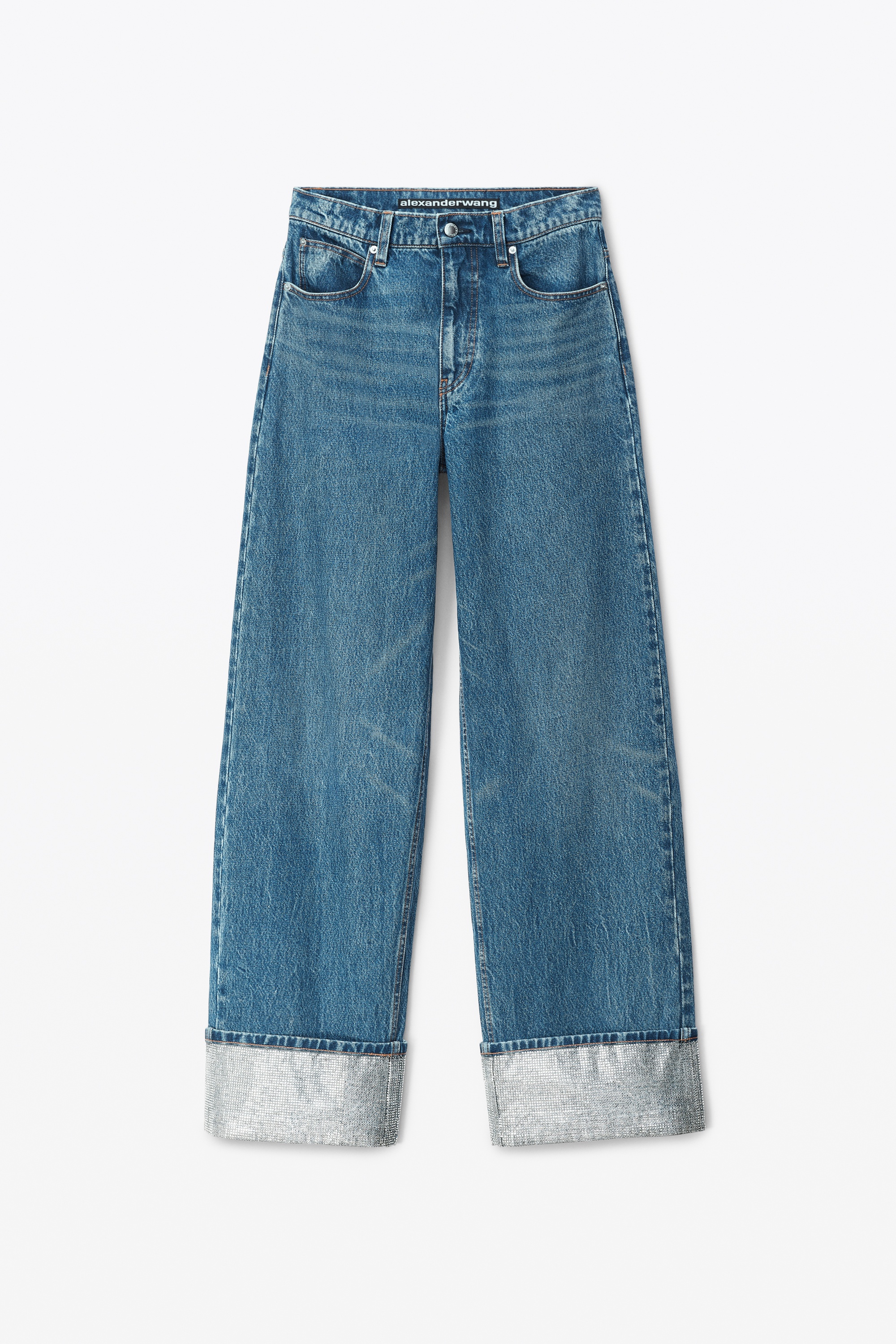 CRYSTAL CUFF STRAIGHT JEAN IN DENIM - 1