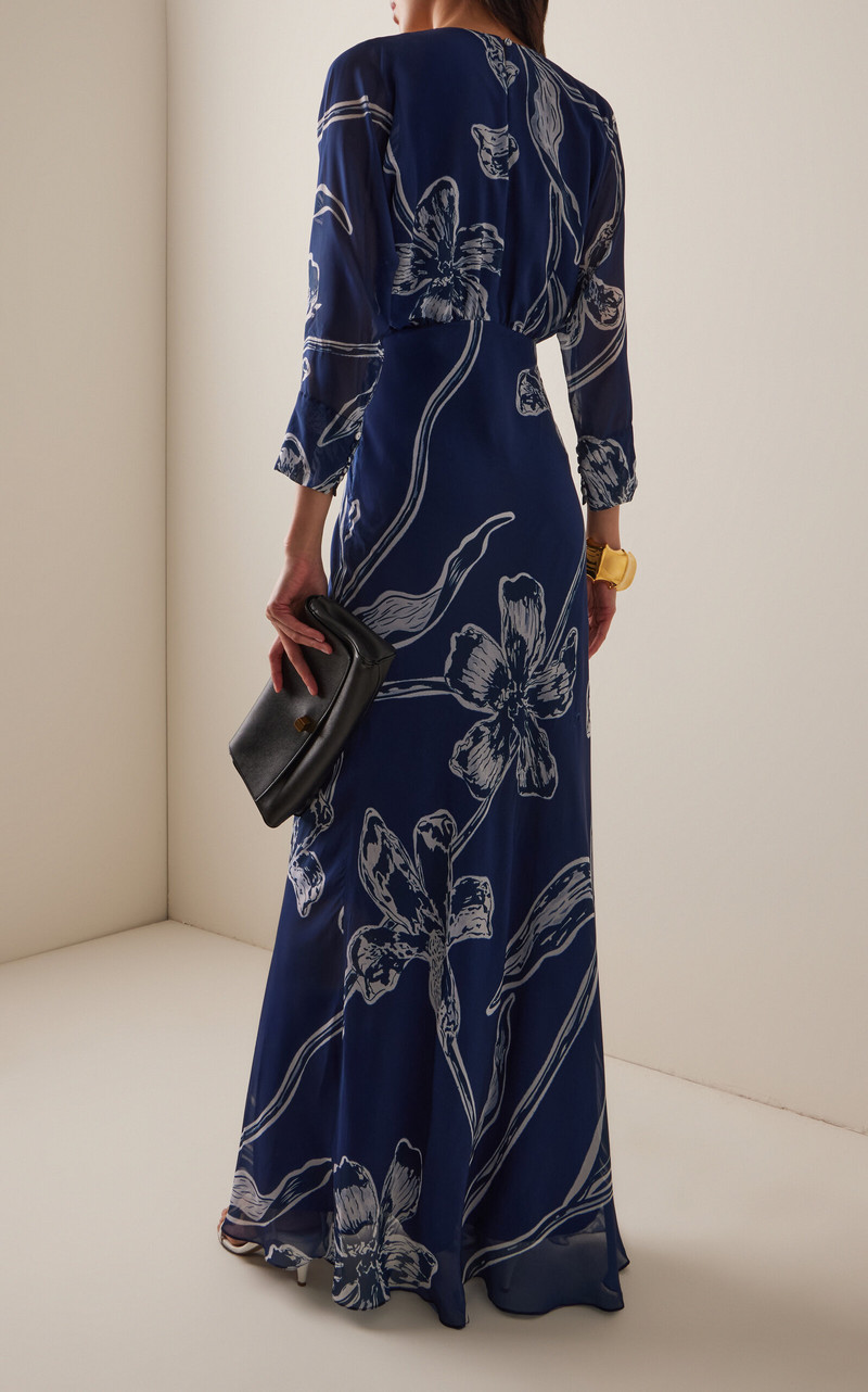 Gestos Lily-Print Chiffon Maxi Dress navy 4