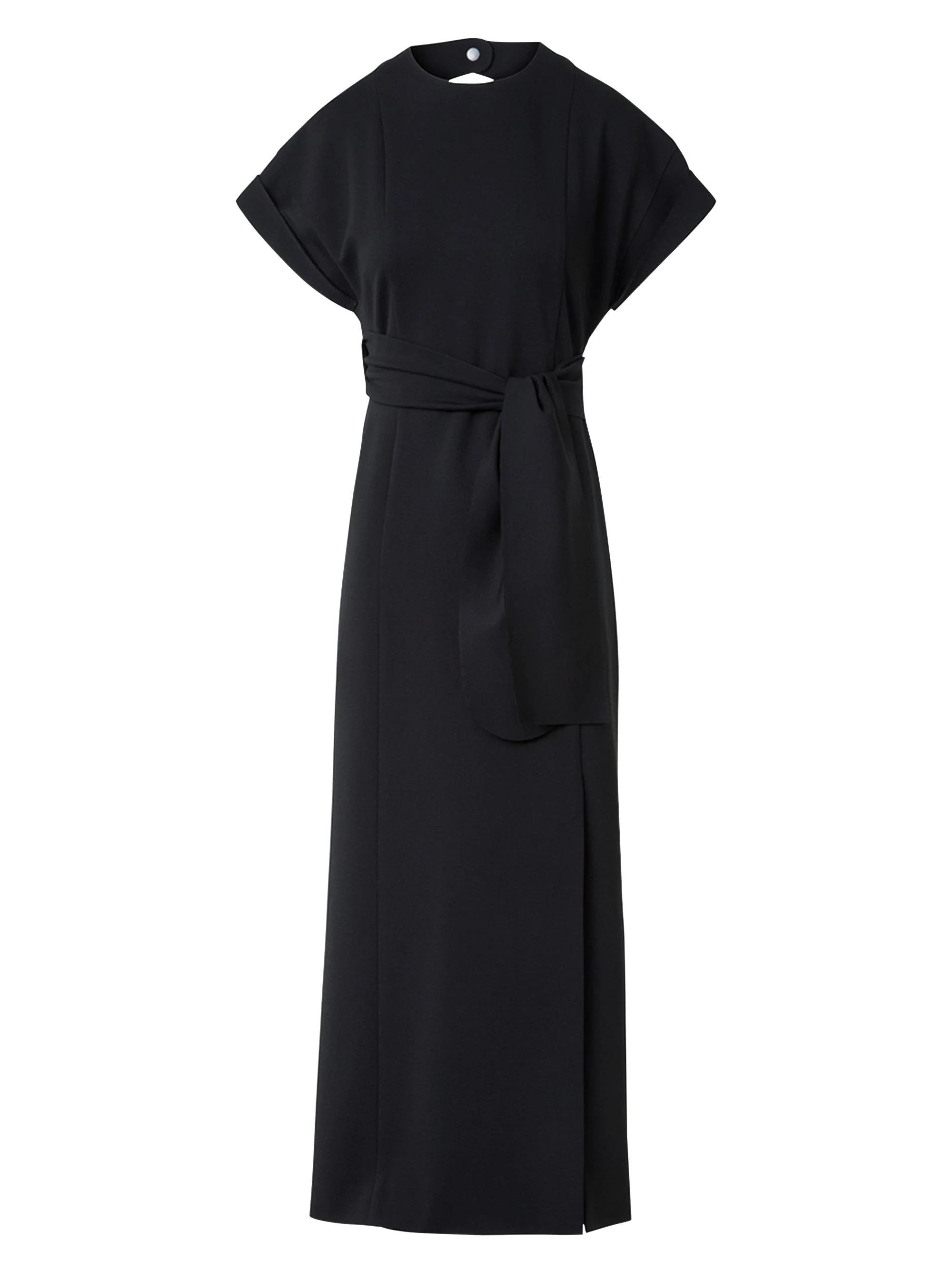 Women's XL Dot Cutout Short-Sleeve Belted Midi-Dress - Black - 1