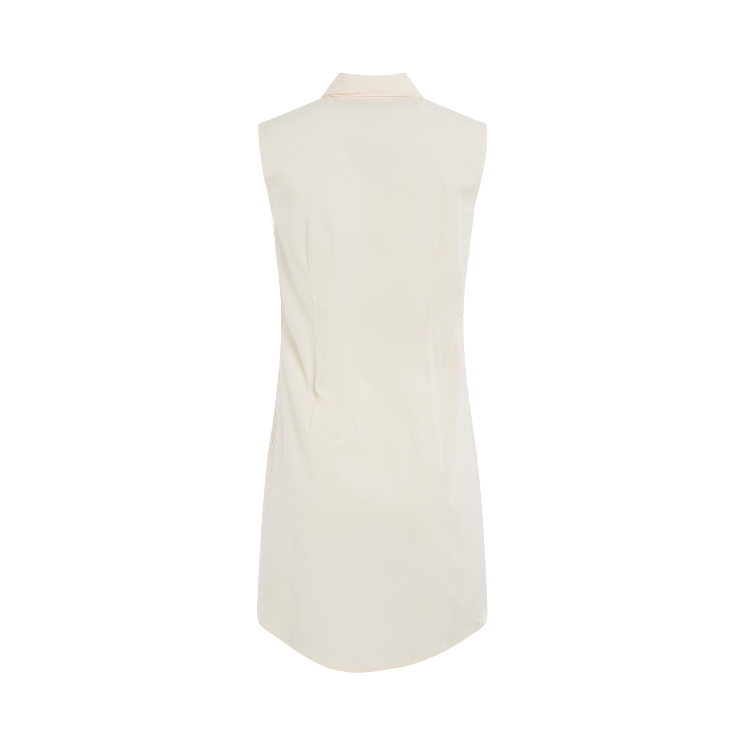 Poplin Shirt Dress in Antique White - 4