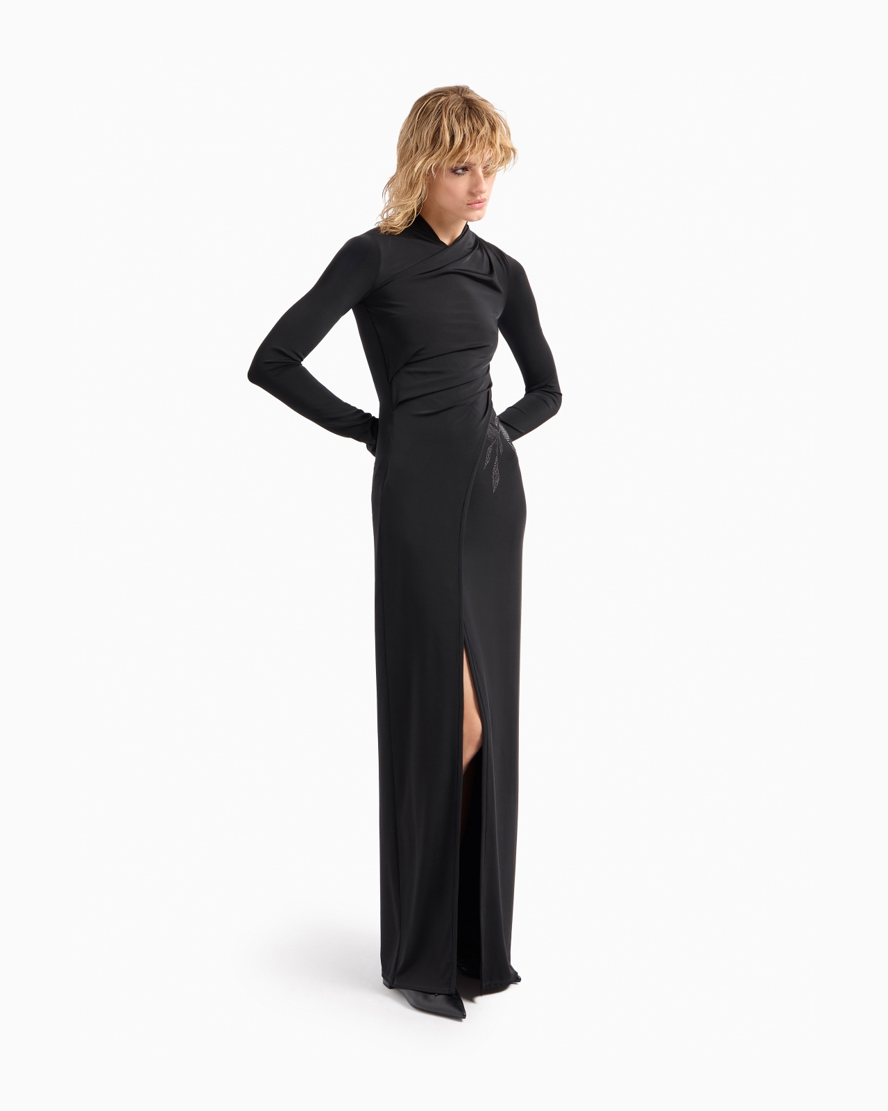ASV long dress in stretch viscose jersey with rhinestones - 2