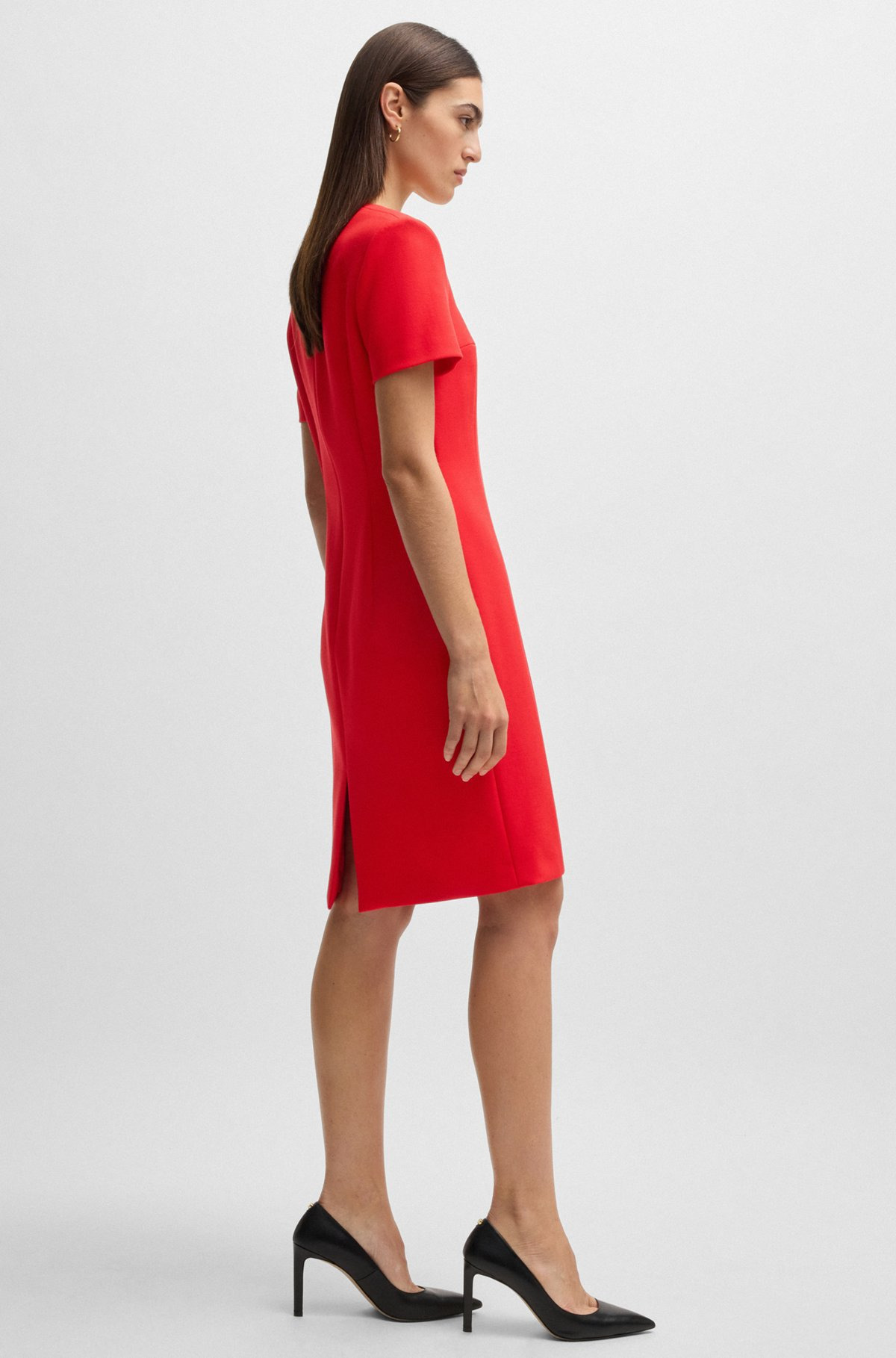SQUARE-NECK SLIM-FIT DRESS IN STRETCH MATERIAL - 6