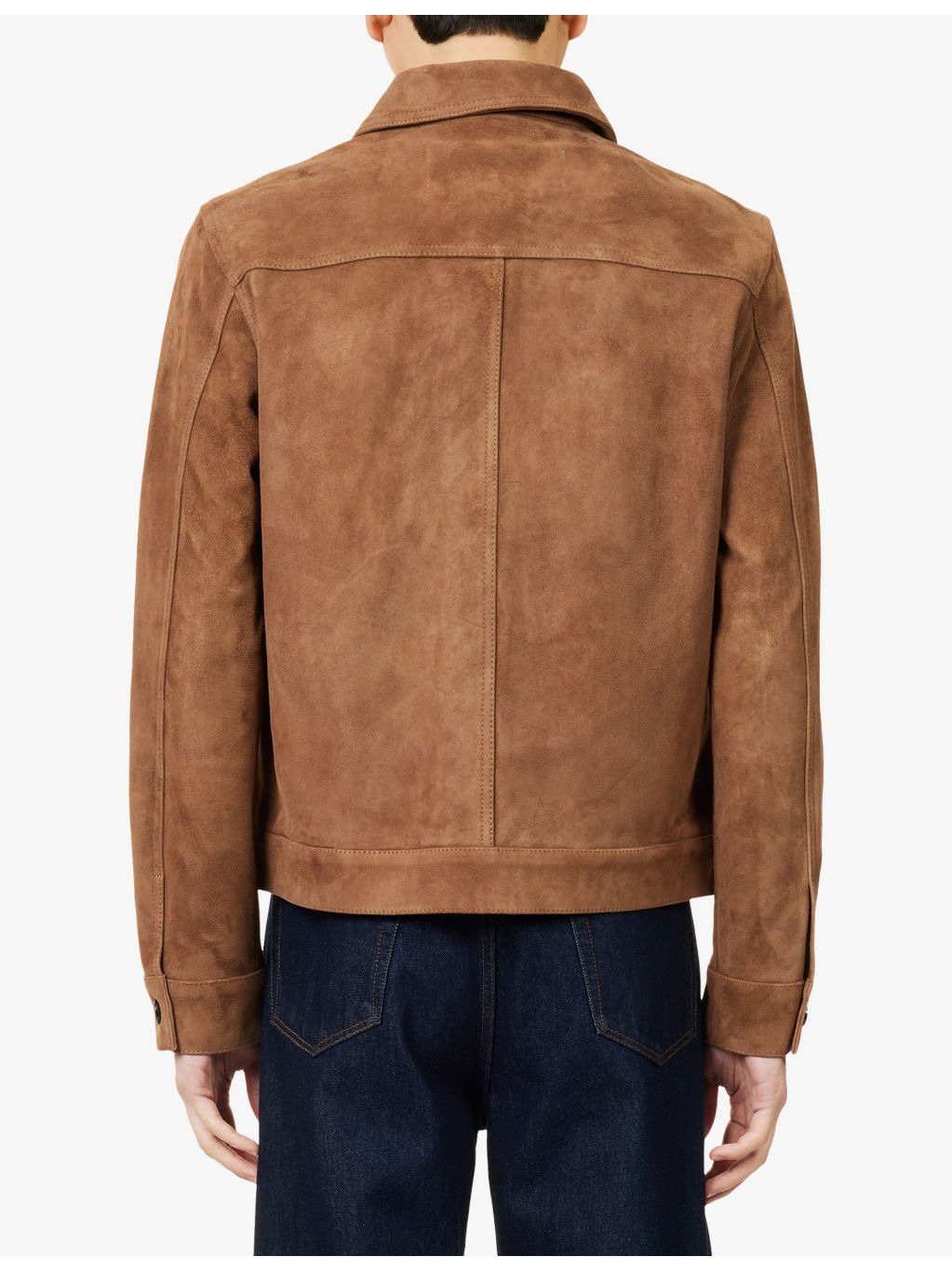 Pointed-Collar Embossed-Logo Leather Jacket - 4