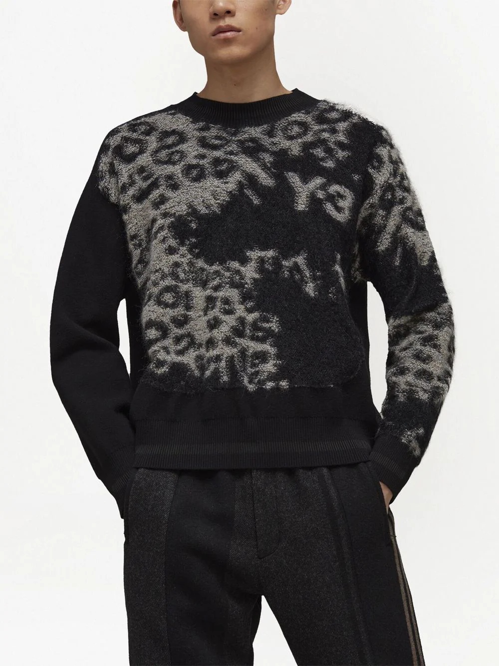 leopard-print crew-neck jumper - 2