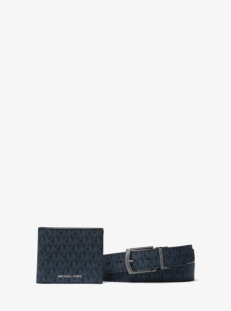 Signature Logo Billfold Wallet and Belt Gift Set - 1