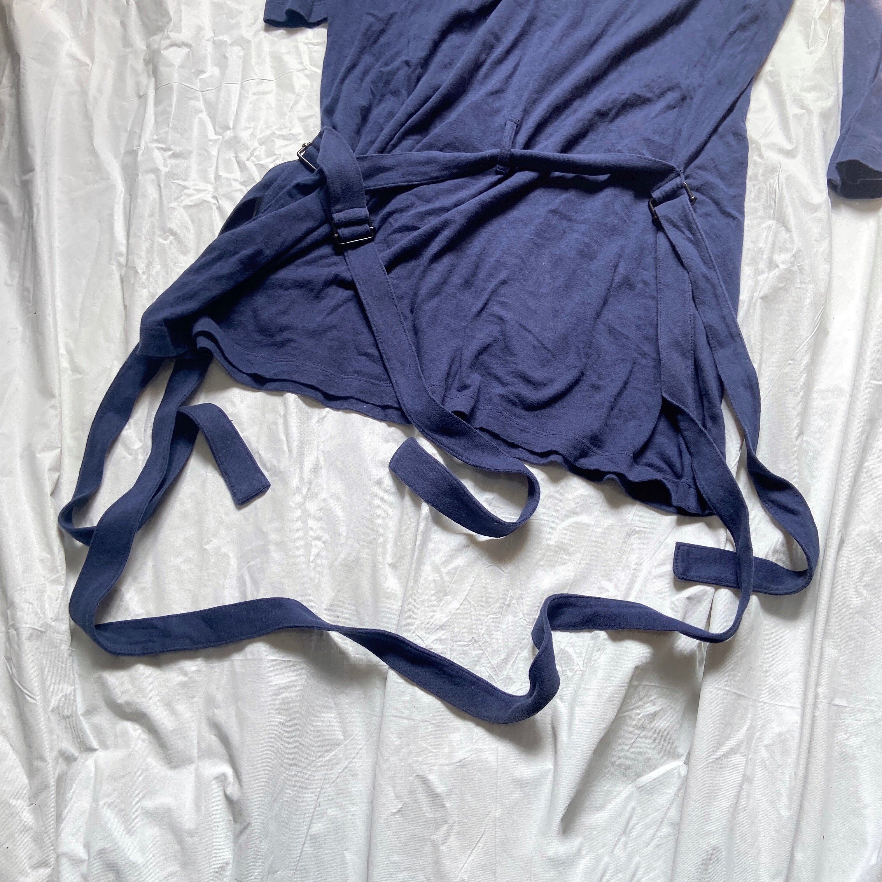 Ann Demeulemeester blue bondage strap long sleeve top dress 38 - 5