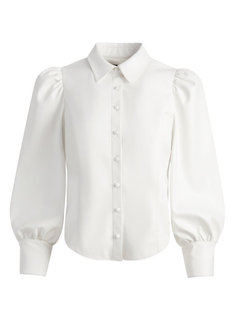NADINE VEGAN LEATHER BUTTON DOWN - 1