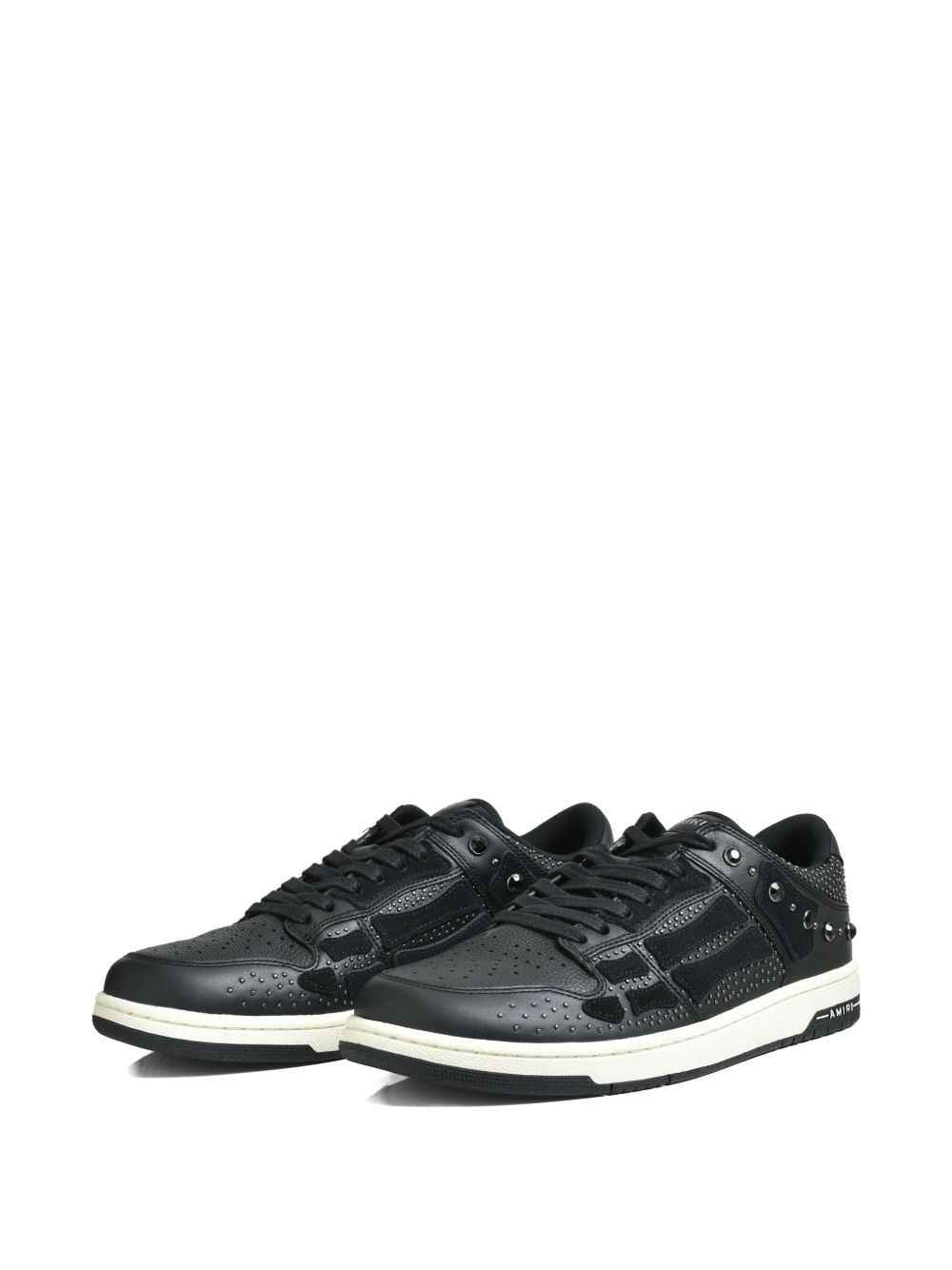 perforated studded lace-up sneakers - 2