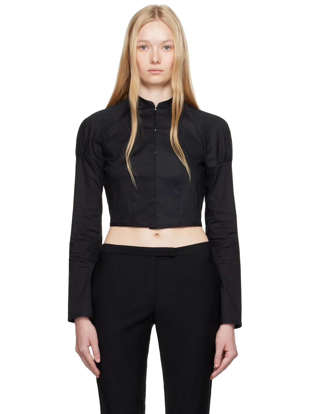 Black Cotton Bodice Shirt - 1