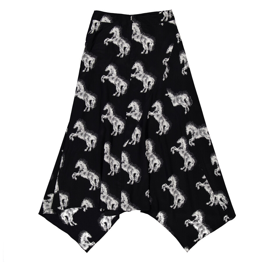 Stella Mccartney Ladies Black Graphic-Print Silk Midi Skirt - 2