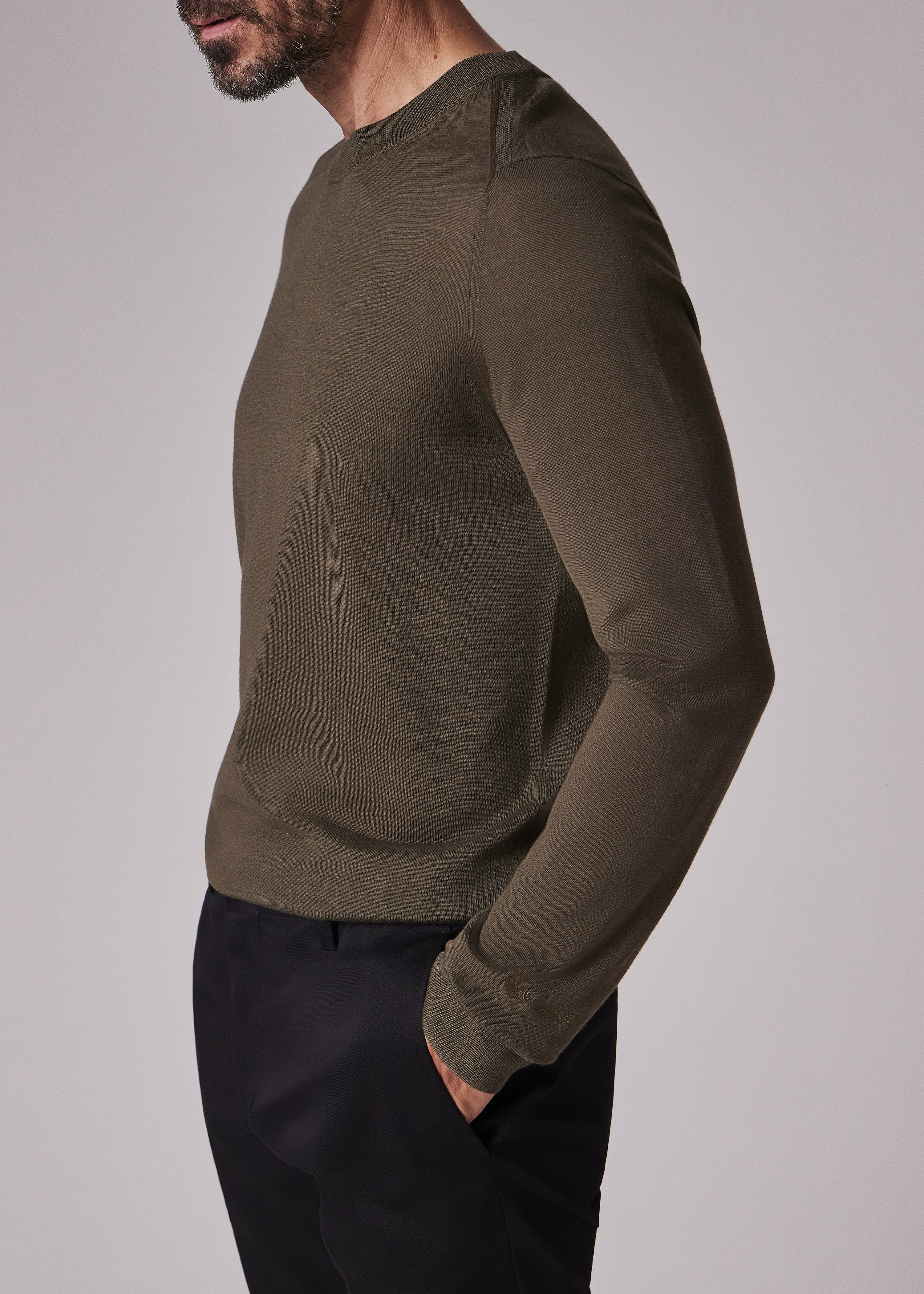 Khaki Merino Wool Sweater - 4