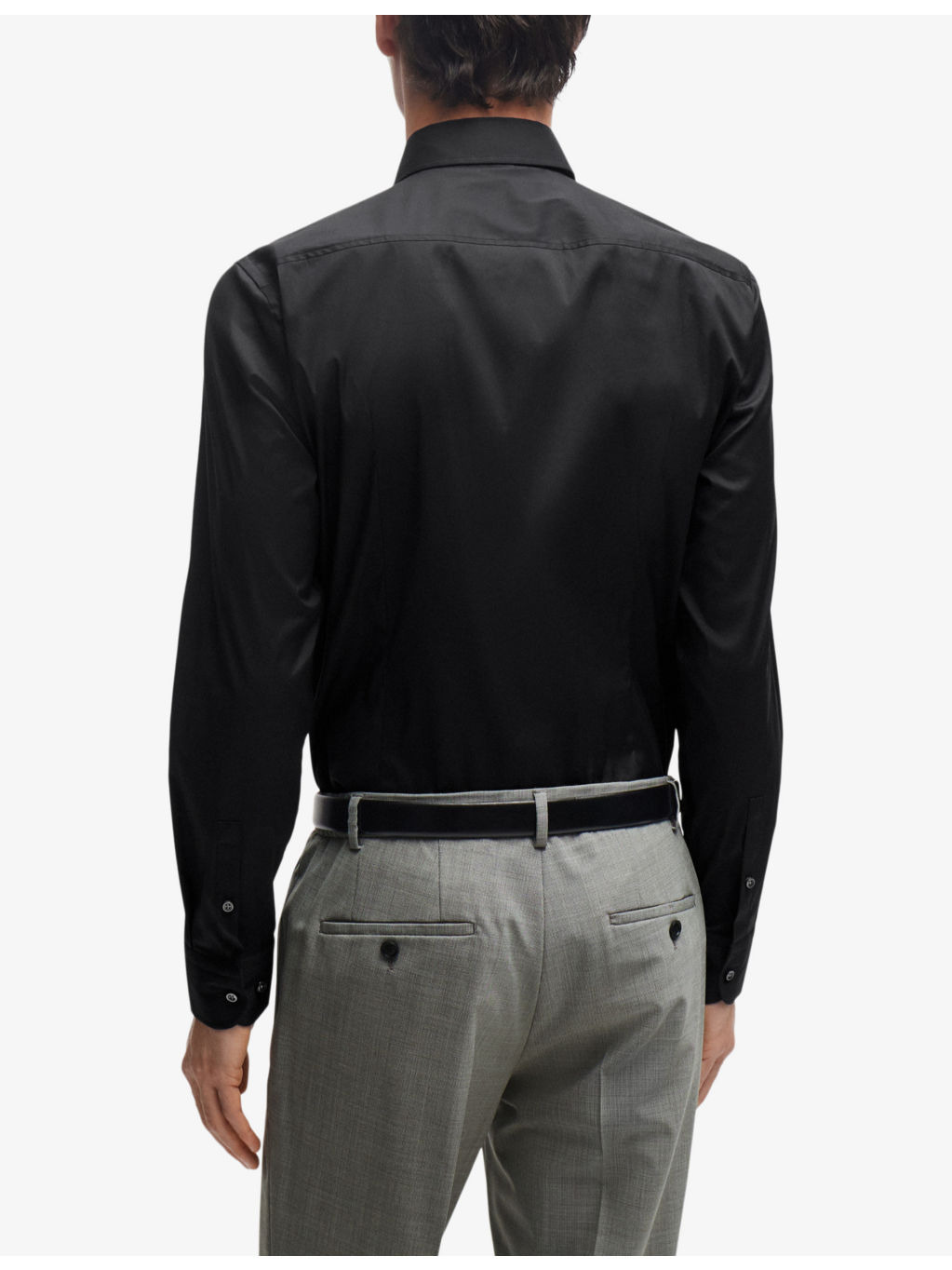 Slim-fit spread-collar stretch-cotton blend shirt - 4