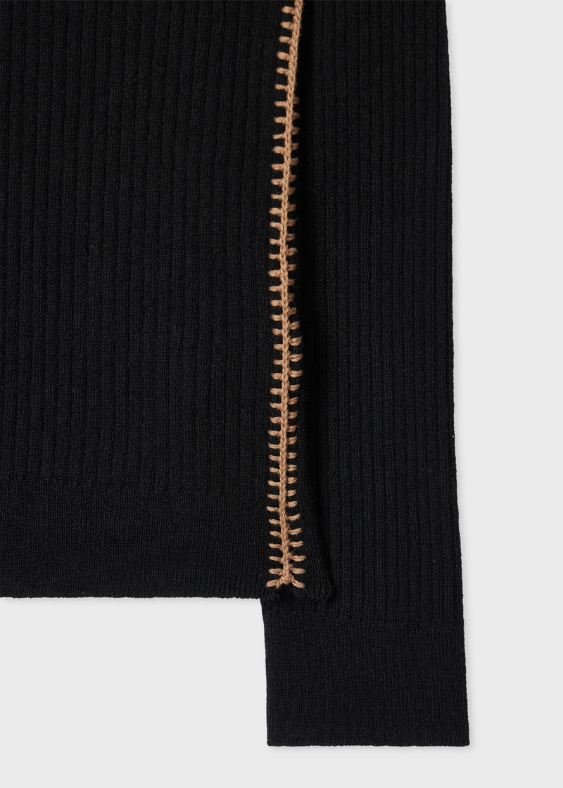 Women's Black Wool-Blend Collar Sweater 3