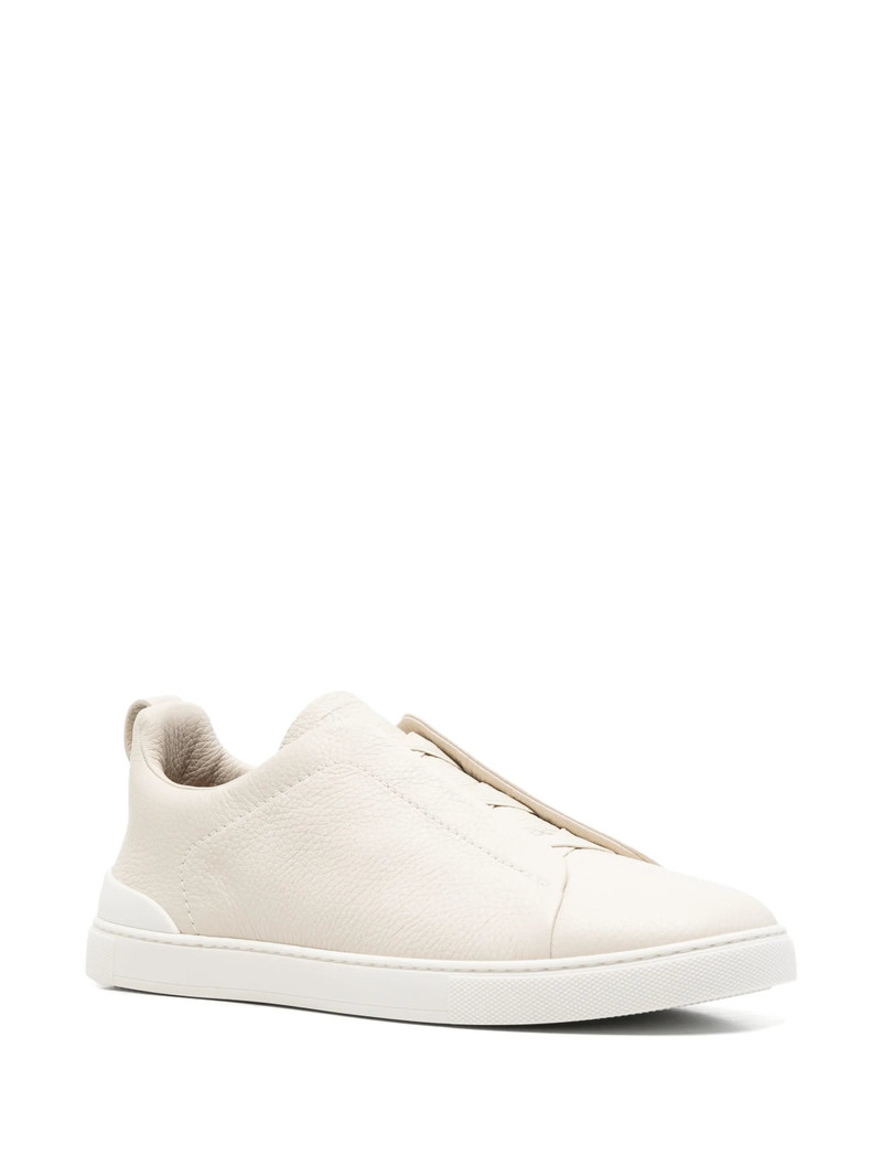 Zegna Triple Stitch Grained Leather Sneakers 3