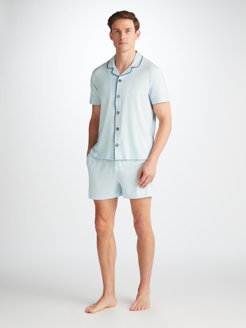 Men's Short Pajamas Basel Micro Modal Stretch Ice Blue - 2