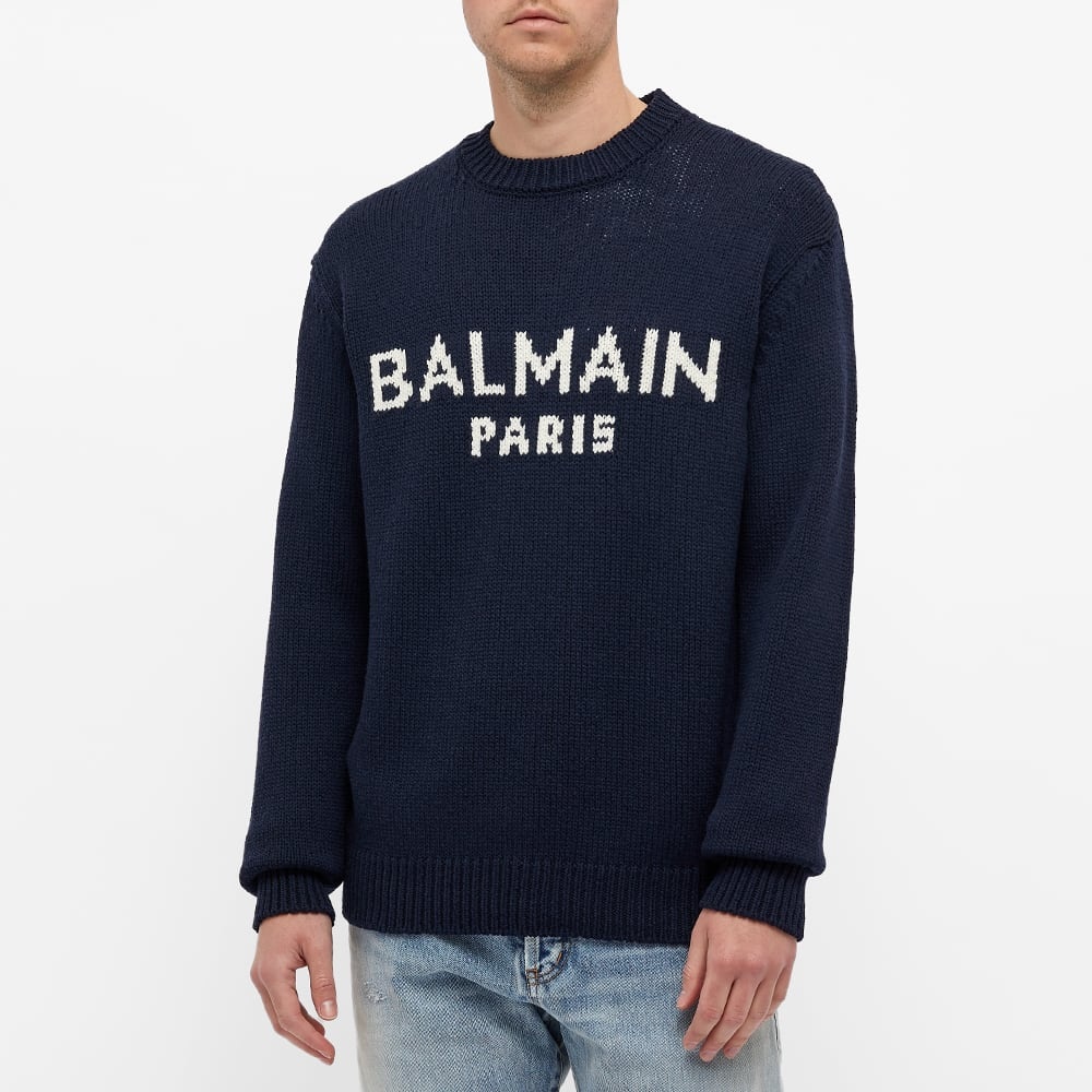 Balmain Merino Logo Knit Crew - 4