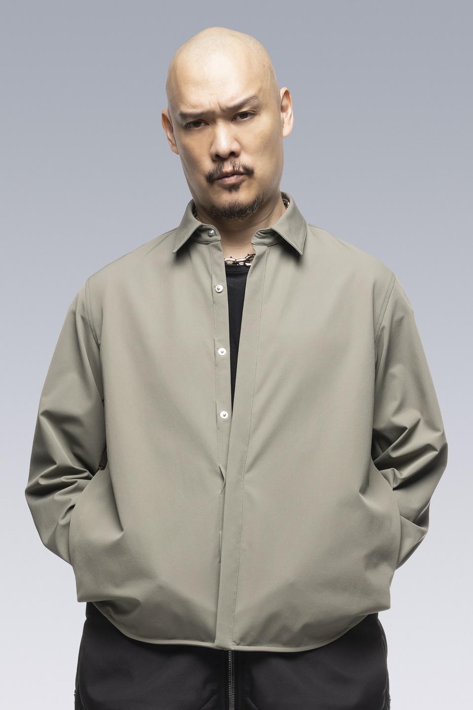 LA10-DS schoeller® Dryskin™  Press Button Shirt Jacket Alpha Green - 8