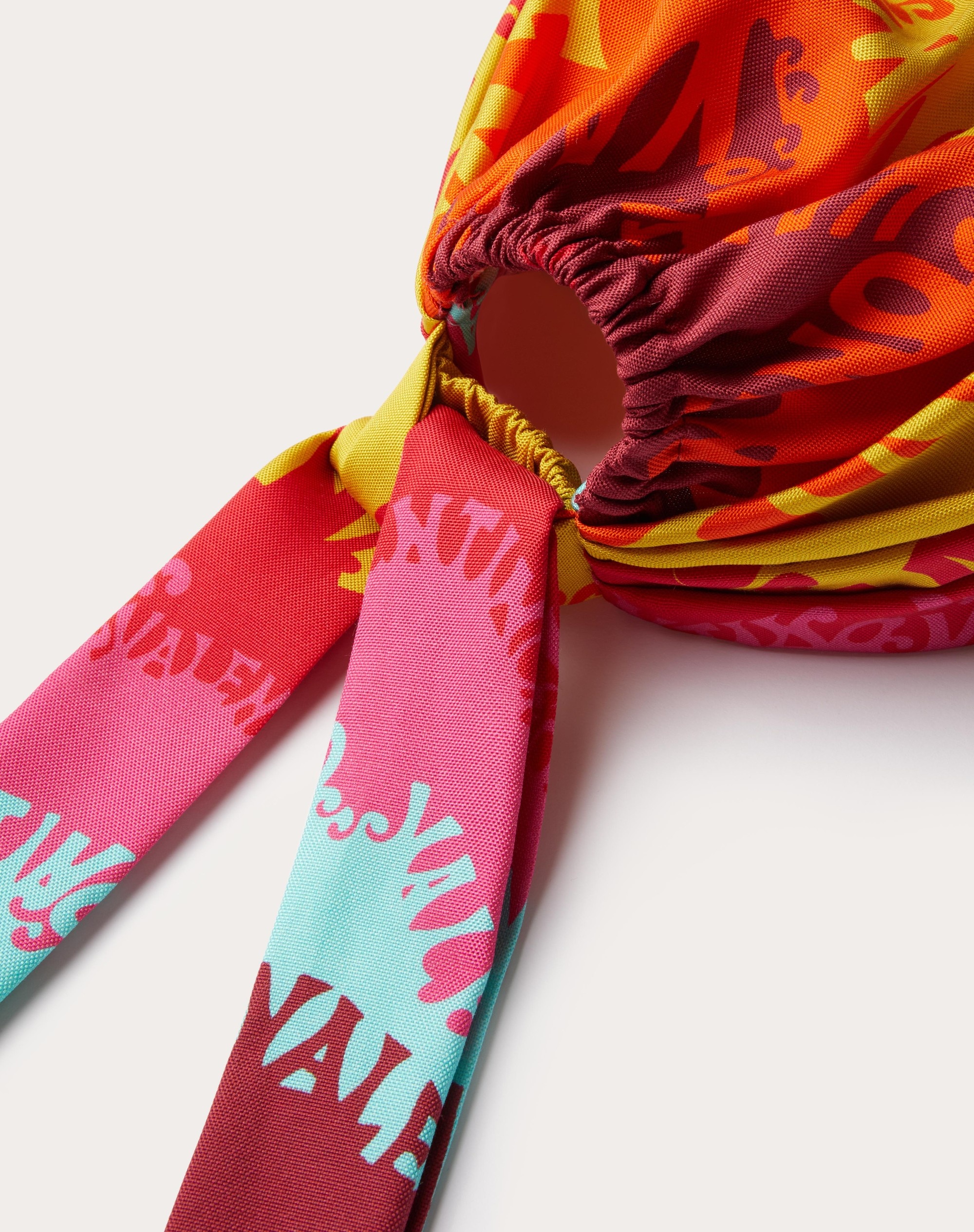 COTTON AND SILK HEADBAND WITH VALENTINO WAVES MULTICOLOR PRINT - 2