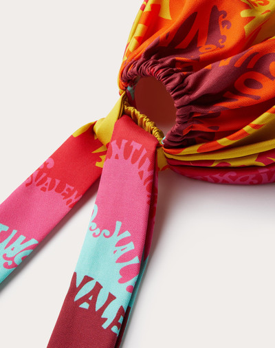 Valentino COTTON AND SILK HEADBAND WITH VALENTINO WAVES MULTICOLOR PRINT outlook