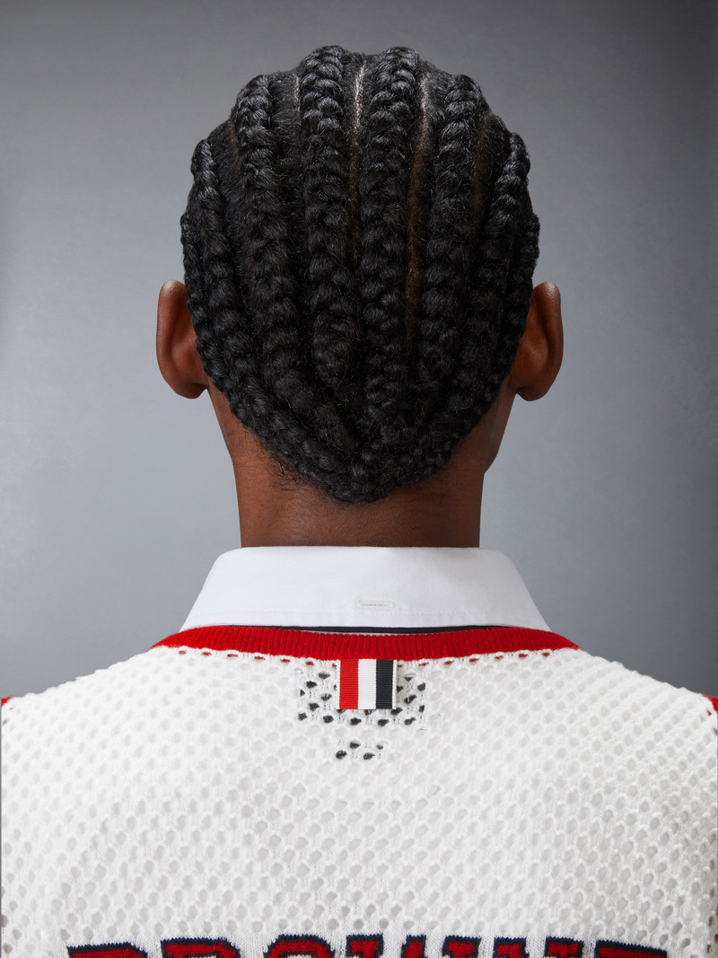 INTARSIA CASHMERE MESH BASKETBALL JERSEY 9