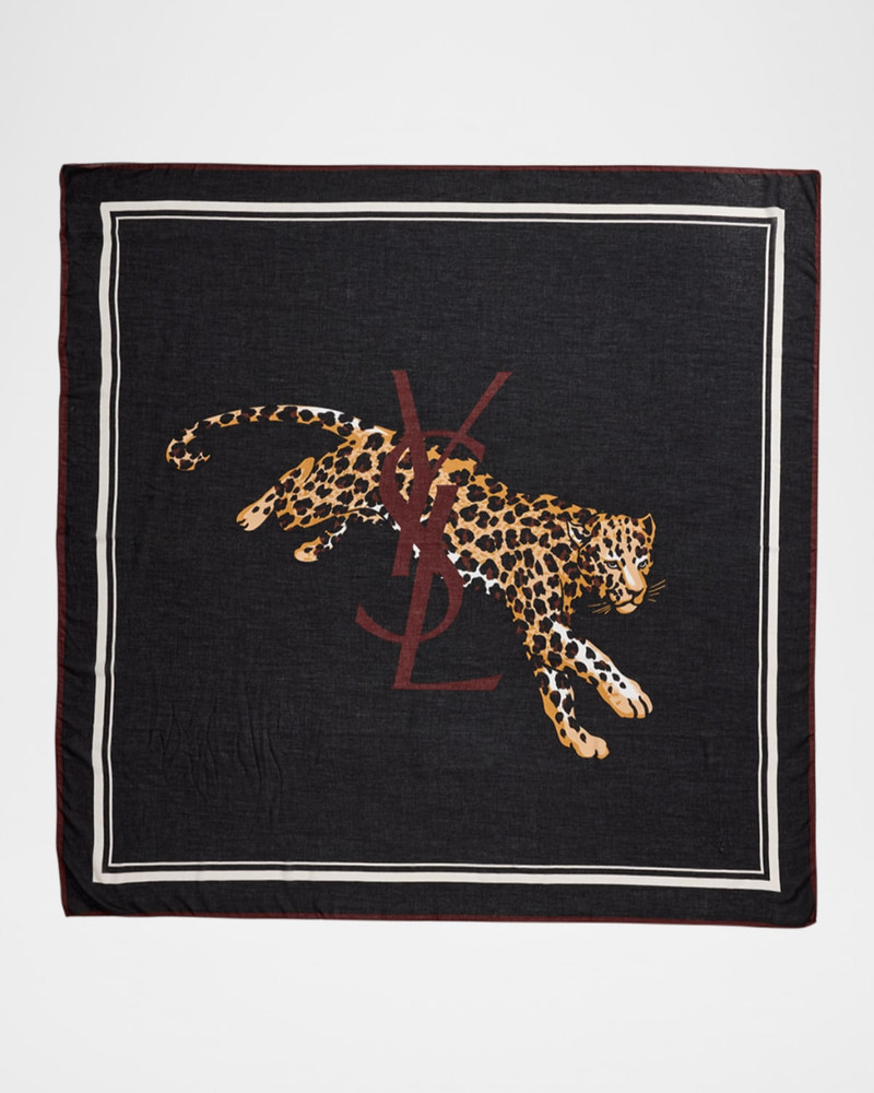 Leopard Cashmere-Blend Square Scarf 4