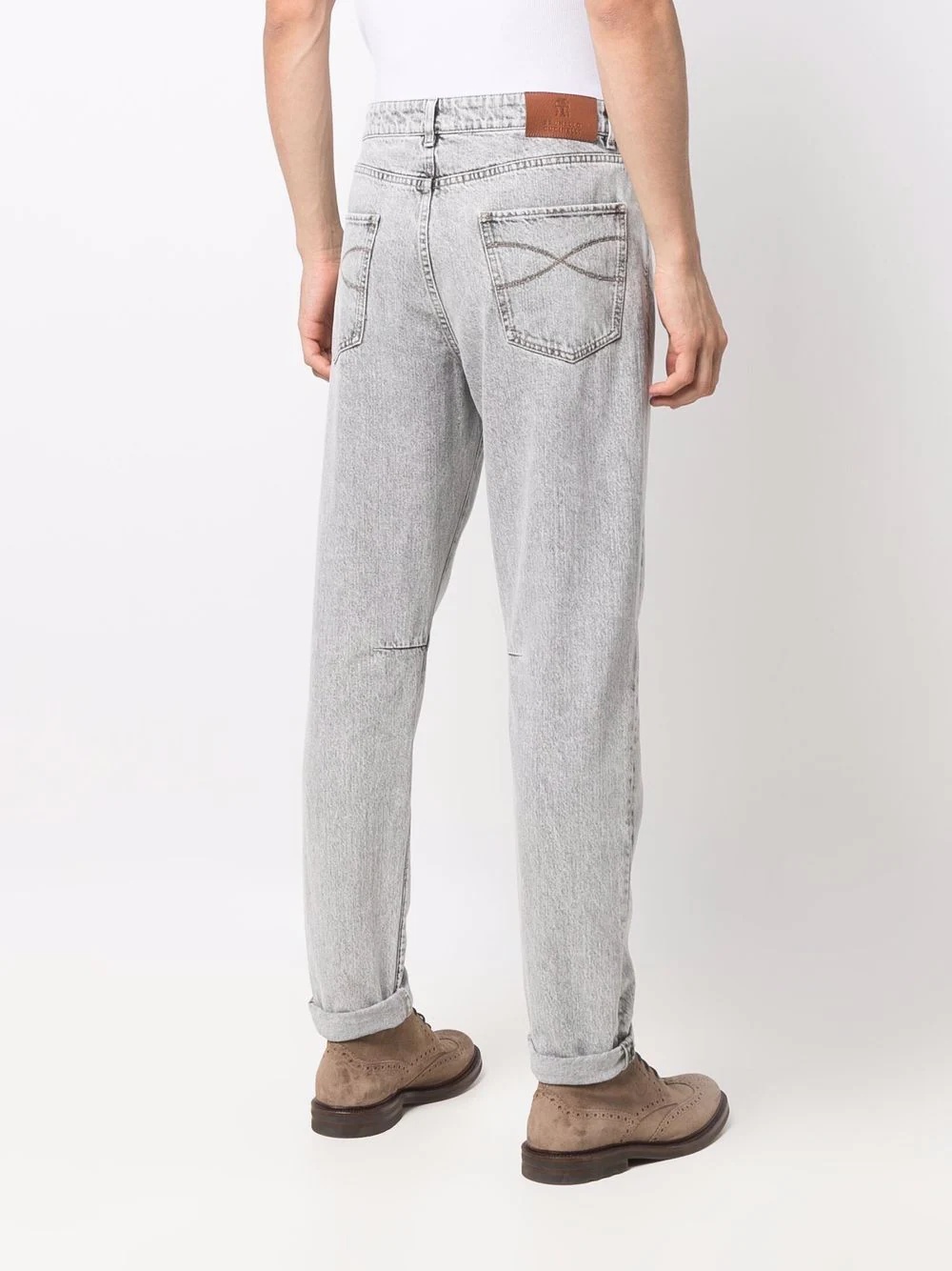 stonewashed straight-leg jeans - 4