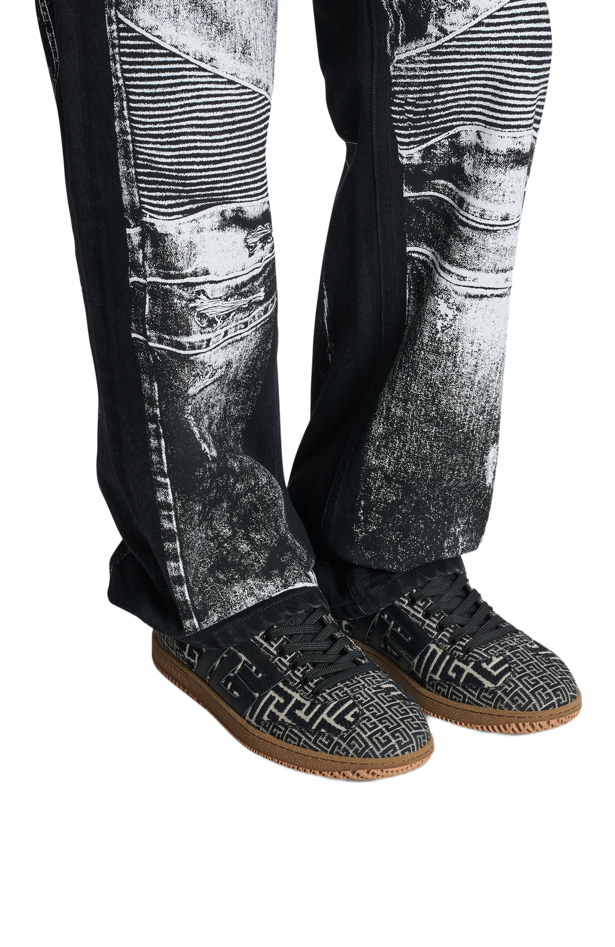 Balmain Swan trainers in PB Labyrinth jacquard in Black at Nordstrom - 2