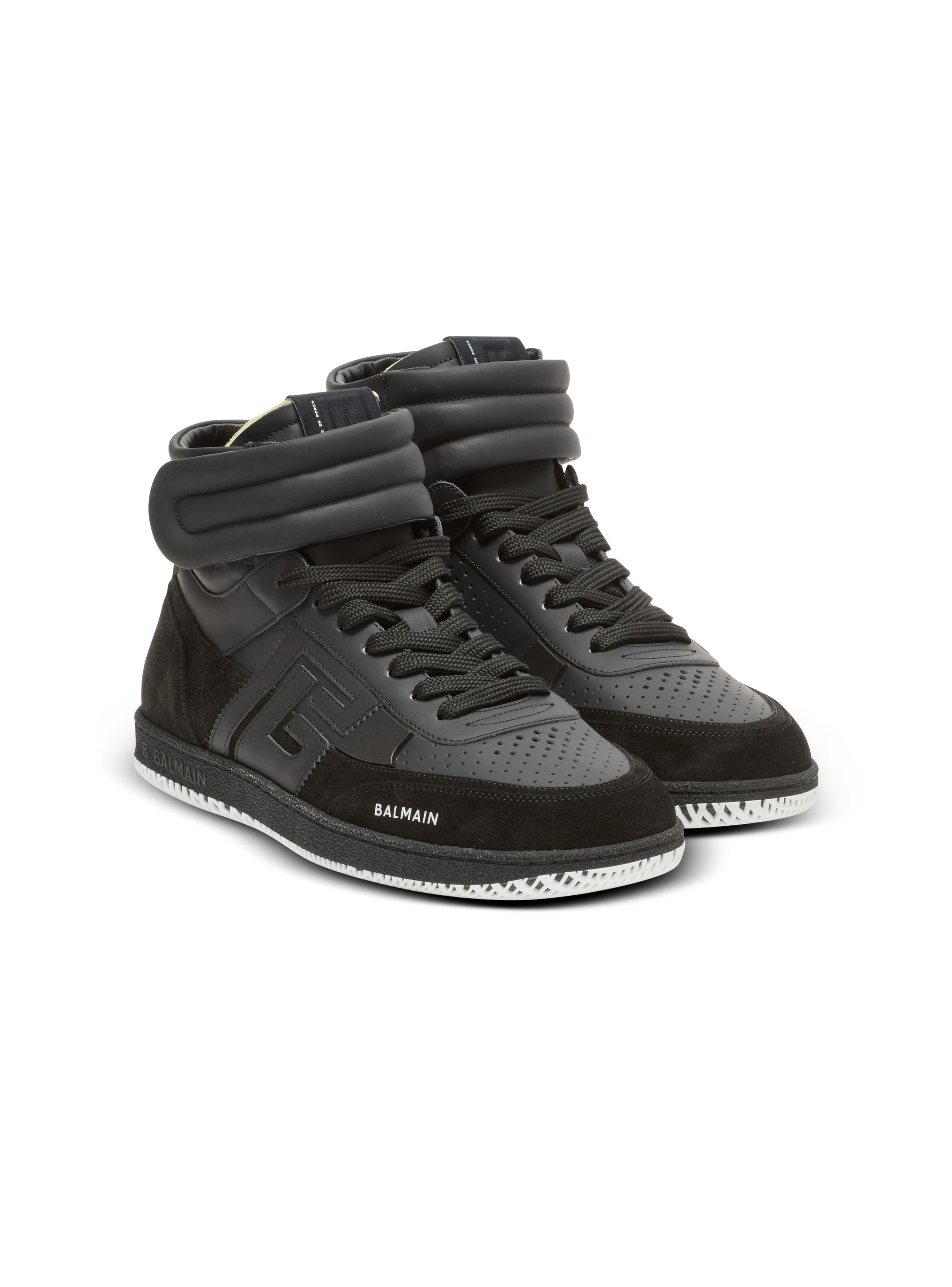 Balmain Swan Mid-Top trainers in calfskin and suede - 2