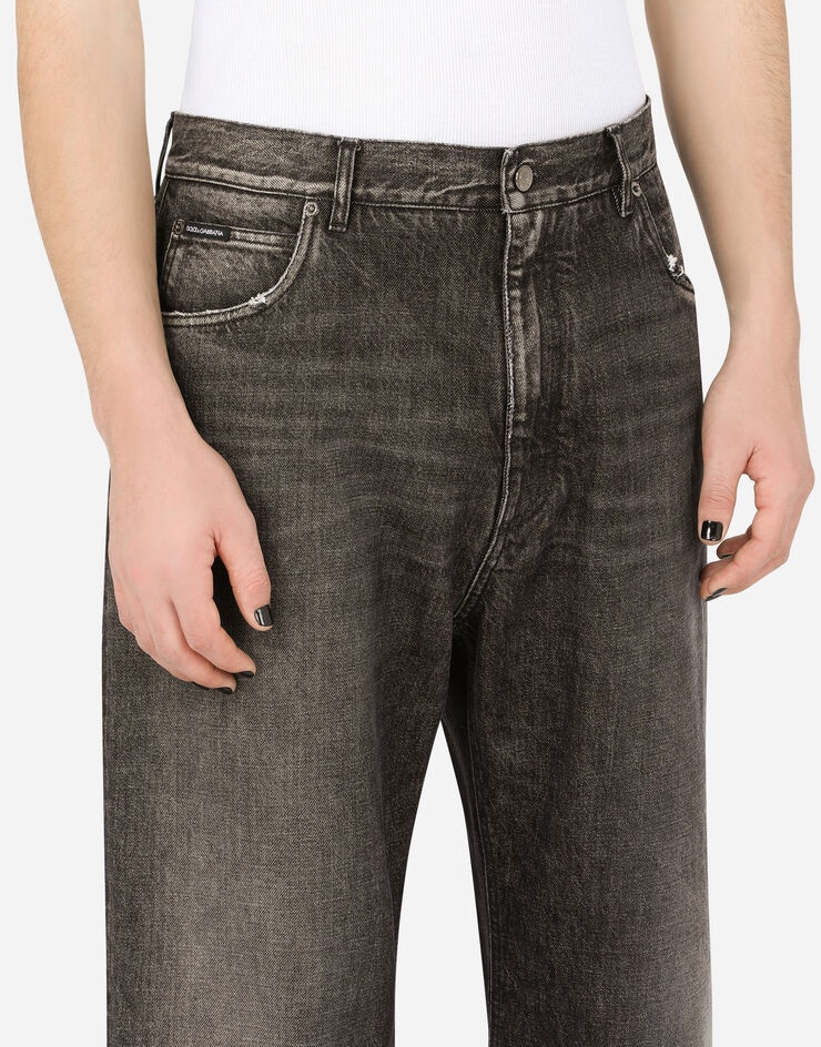 Oversize dark gray wash jeans - 4