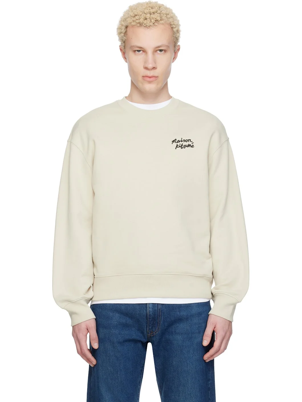 Beige 'Maison Kitsuné' Handwriting Comfort Sweatshirt - 1